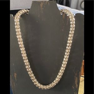 Silvertone Braided Choker Magnetic Clasp 17”